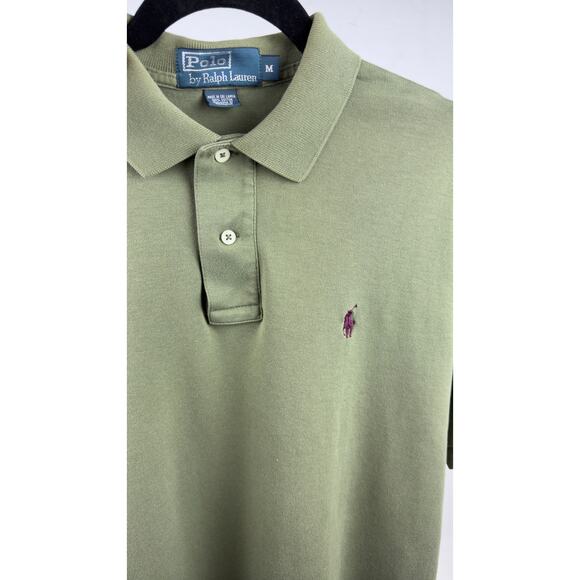 Polo Ralph Lauren Men's Custom Fit Tea Green Shirt Purple Pony - Picture 3 of 3